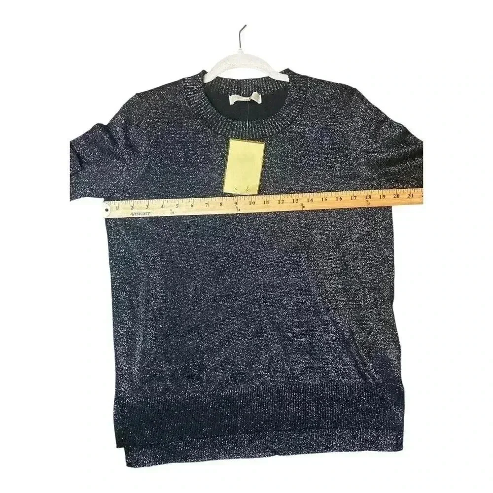 Michael Kors Womens Black Metallic Sweater,‎ Medium